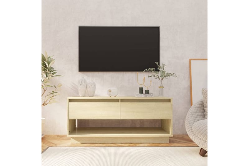 TV-benk sonoma eik 102x41x44 cm sponplate - Beige - Møbler - Mediamøbel & tv møbel - TV-benk & mediabenk