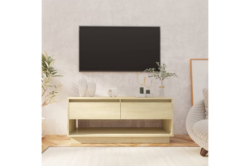 TV-benk sonoma eik 102x41x44 cm sponplate - Beige - TV-benk & mediabenk