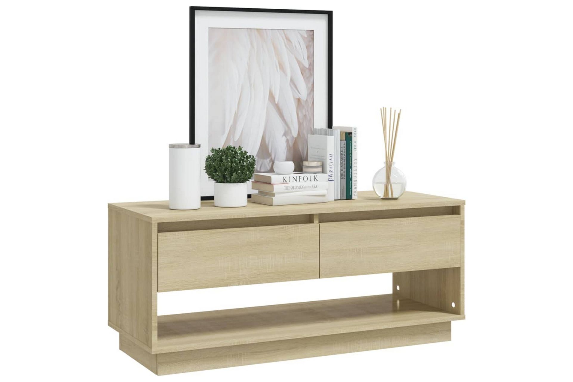 TV-benk sonoma eik 102x41x44 cm sponplate - Beige - Møbler - Mediamøbel & tv møbel - TV-benk & mediabenk