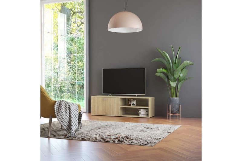 TV-benk sonoma eik 120x34x37 cm sponplate - Brun - Møbler - Mediamøbel & tv møbel - TV-benk & mediabenk