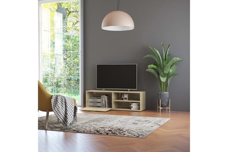 TV-benk sonoma eik 120x34x37 cm sponplate - Brun - Møbler - Mediamøbel & tv møbel - TV-benk & mediabenk