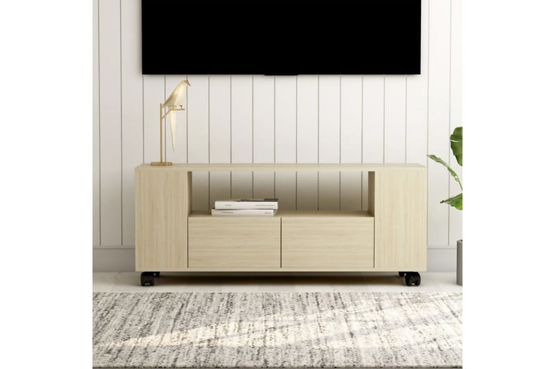 TV-benk sonoma eik 120x35x43 cm sponplate - Brun - TV-benk & mediabenk
