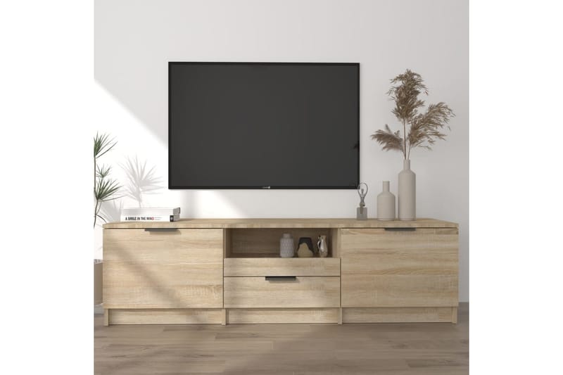 TV-benk sonoma eik 140x35x40 cm konstruert tre - Brun - TV-benk & mediabenk