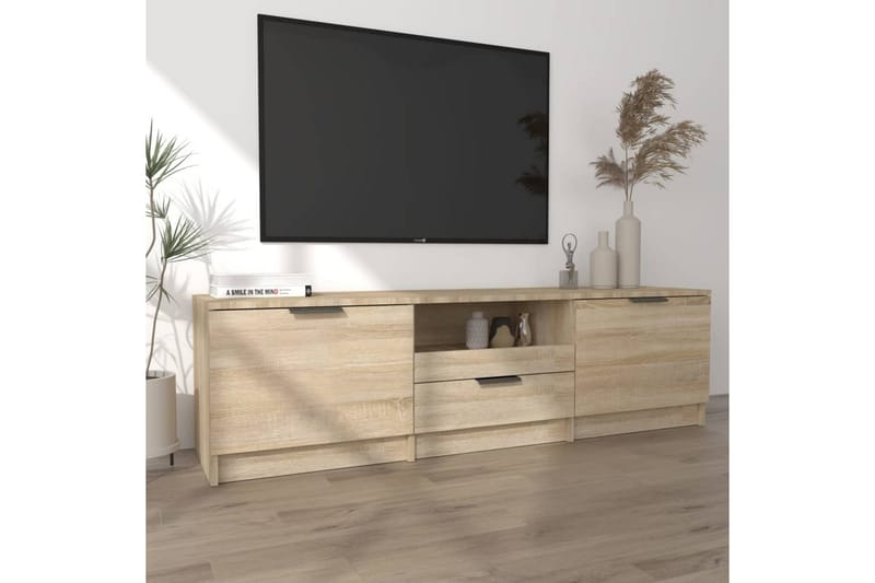 TV-benk sonoma eik 140x35x40 cm konstruert tre - Brun - Møbler - Mediamøbel & tv møbel - TV-benk & mediabenk