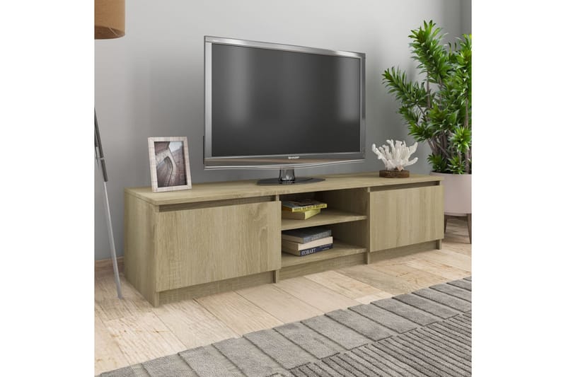 TV-benk sonoma eik 140x40x35,5 cm sponplate - Brun - Møbler - Mediamøbel & tv møbel - TV-benk & mediabenk