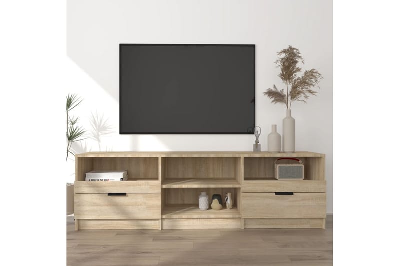 TV-benk sonoma eik 150x33,5x45 cm konstruert tre - Brun - Møbler - Mediamøbel & tv møbel - TV-benk & mediabenk