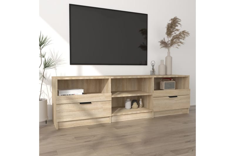 TV-benk sonoma eik 150x33,5x45 cm konstruert tre - Brun - Møbler - Mediamøbel & tv møbel - TV-benk & mediabenk