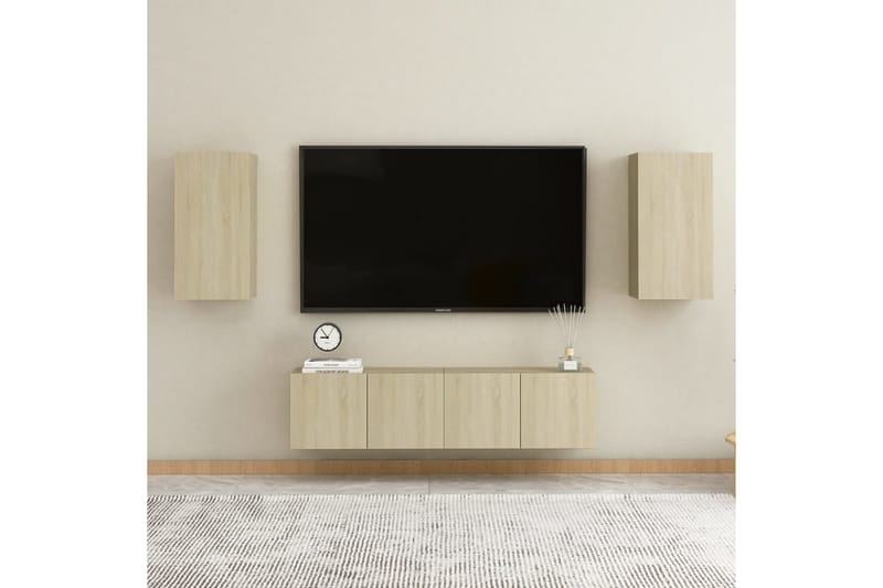 TV-benk sonoma eik 30,5x30x60 cm sponplate - Brun - TV-benk & mediabenk