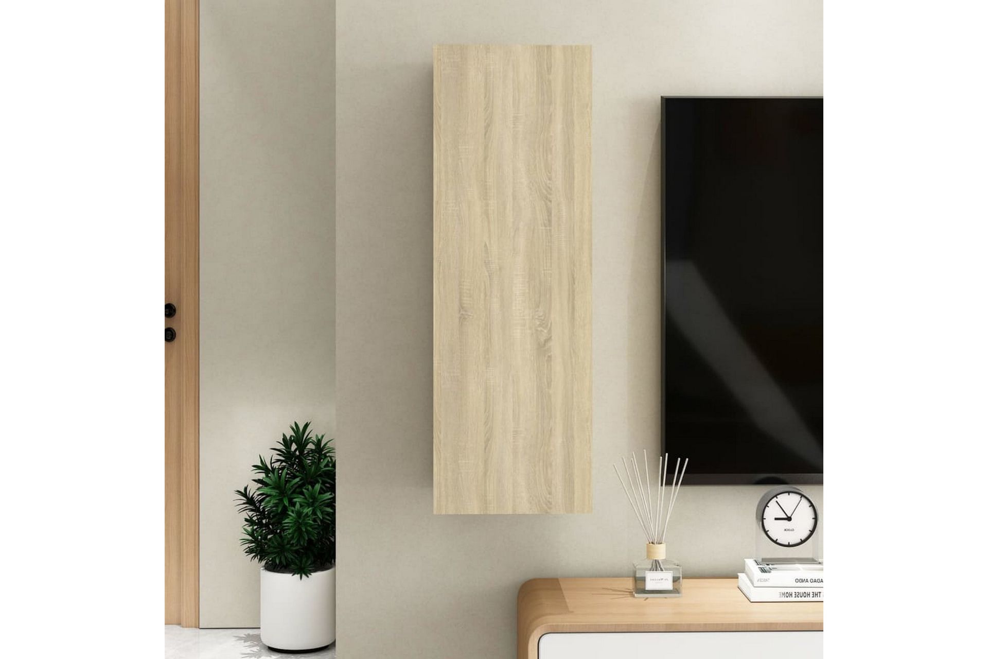 TV-benk sonoma eik 30,5x30x90 cm sponplate - Brun - Møbler - Mediamøbel & tv møbel - TV-benk & mediabenk