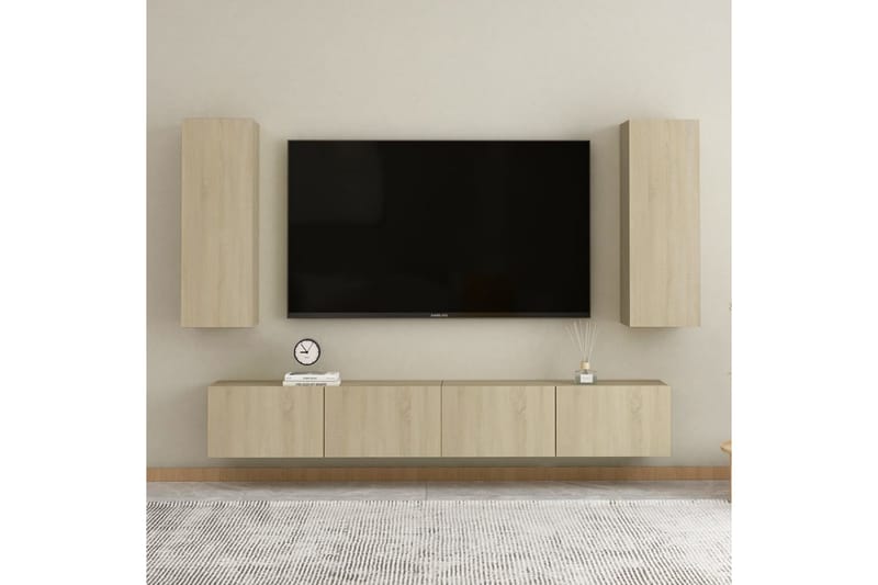 TV-benk sonoma eik 30,5x30x90 cm sponplate - Brun - TV-benk & mediabenk