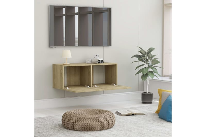 TV-benk sonoma eik 80x30x30 cm sponplate - Møbler - Mediamøbel & tv møbel - TV-benk & mediabenk