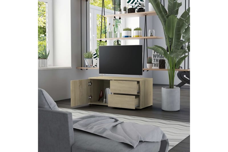 TV-benk sonoma eik 80x34x36 cm sponplate - Brun - Møbler - Mediamøbel & tv møbel - TV-benk & mediabenk