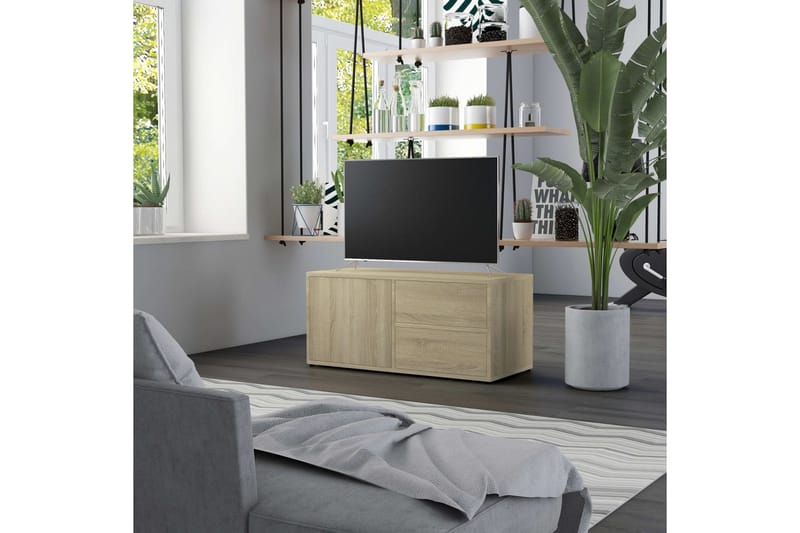 TV-benk sonoma eik 80x34x36 cm sponplate - Brun - Møbler - Mediamøbel & tv møbel - TV-benk & mediabenk