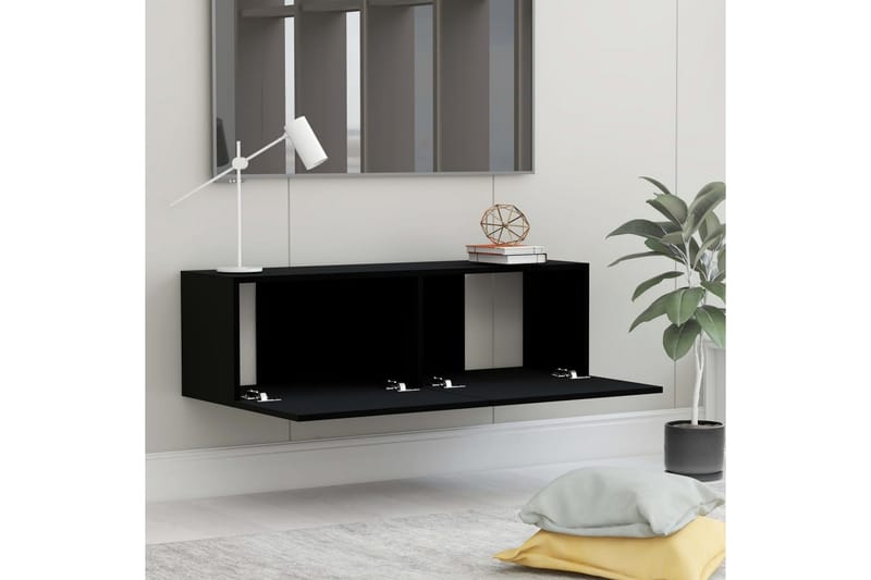 TV-benk svart 100x30x30 cm sponplate - Møbler - Mediamøbel & tv møbel - TV-benk & mediabenk