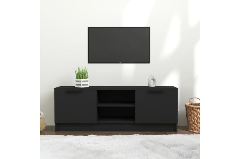 TV-benk svart 102x35x36,5 cm konstruert tre - Svart - Møbler - Mediamøbel & tv møbel - TV-benk & mediabenk