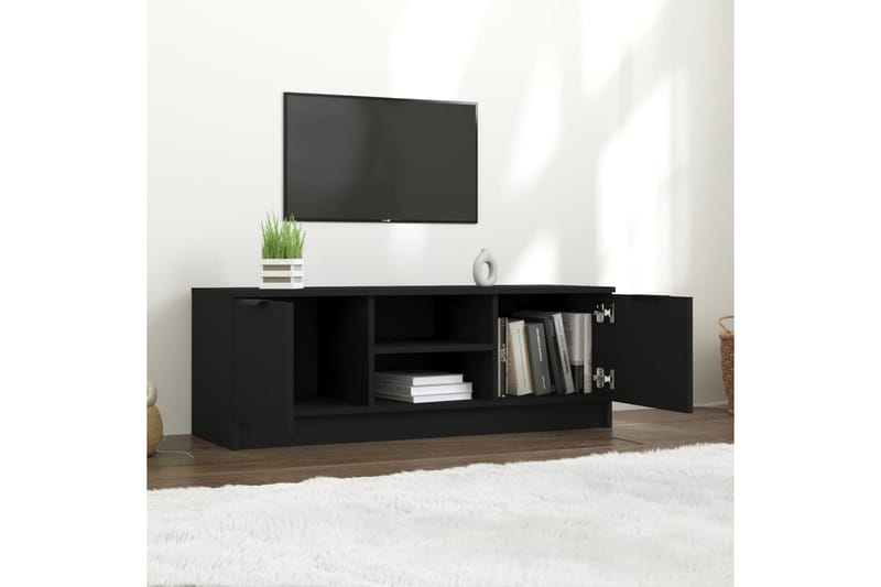 TV-benk svart 102x35x36,5 cm konstruert tre - Svart - Møbler - Mediamøbel & tv møbel - TV-benk & mediabenk