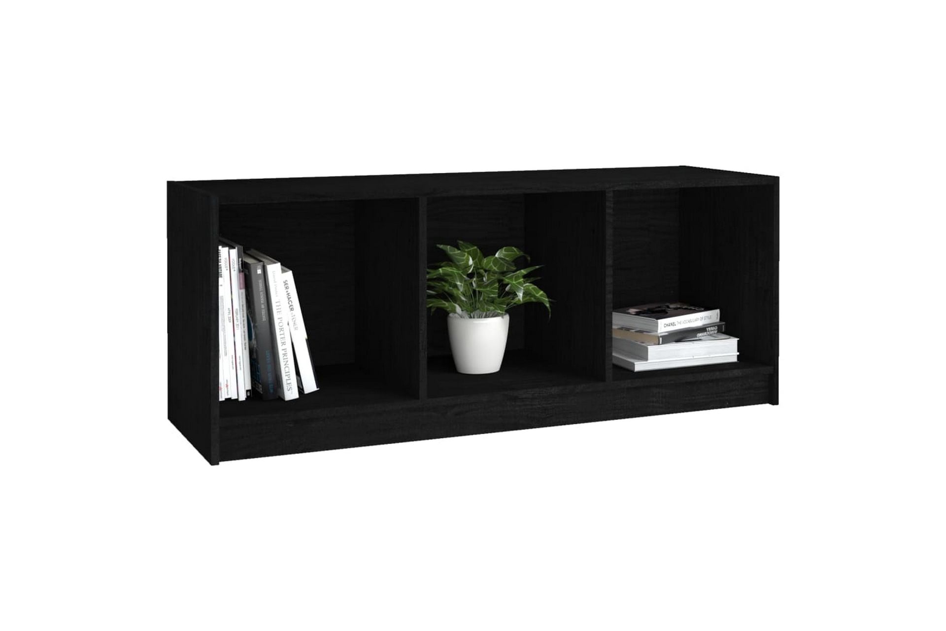 TV-benk svart 104x33x41 cm heltre furu - Svart - Møbler - Mediamøbel & tv møbel - TV-benk & mediabenk