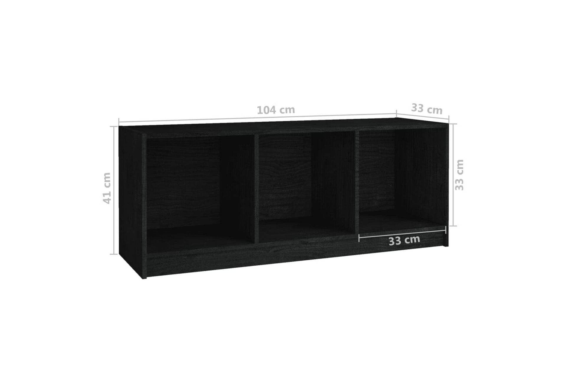 TV-benk svart 104x33x41 cm heltre furu - Svart - Møbler - Mediamøbel & tv møbel - TV-benk & mediabenk