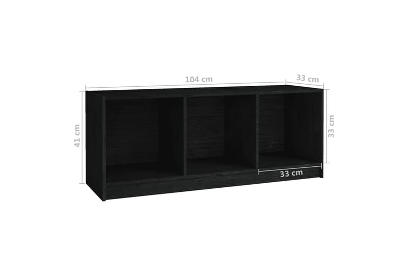 TV-benk svart 104x33x41 cm heltre furu - Svart - TV-benk & mediabenk