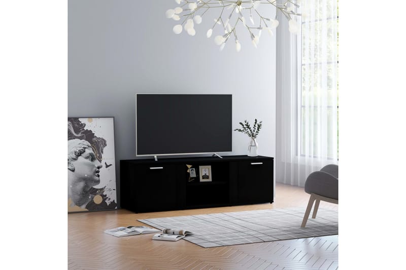 TV-benk svart 120x34x37 cm sponplate - Svart - Møbler - Mediamøbel & tv møbel - TV-benk & mediabenk