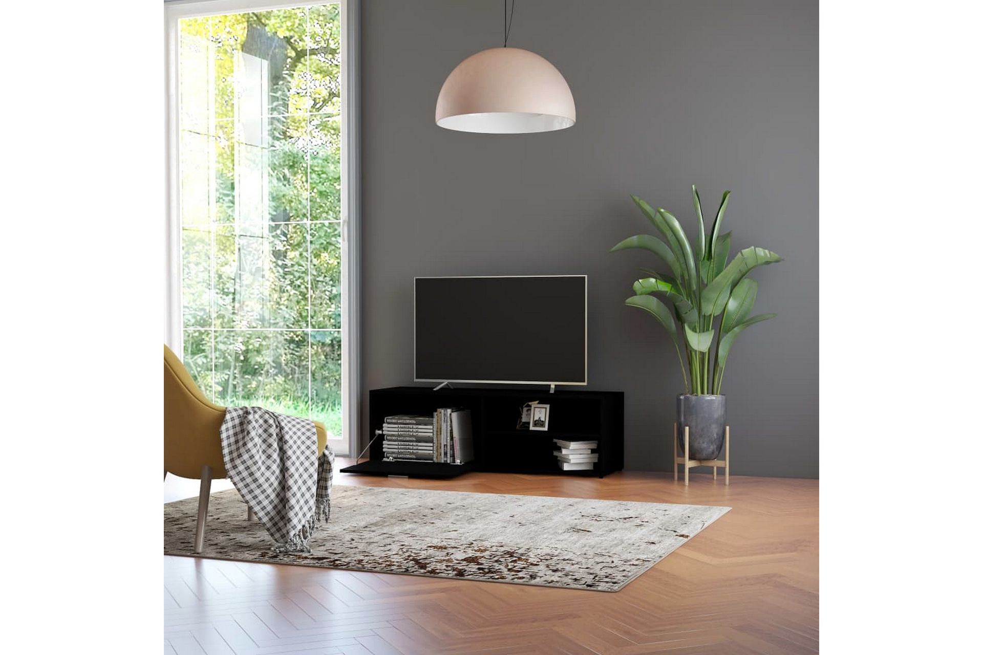 TV-benk svart 120x34x37 cm sponplate - Svart - Møbler - Mediamøbel & tv møbel - TV-benk & mediabenk