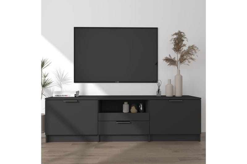 TV-benk svart 140x35x40 cm konstruert tre - Svart - Møbler - Mediamøbel & tv møbel - TV-benk & mediabenk