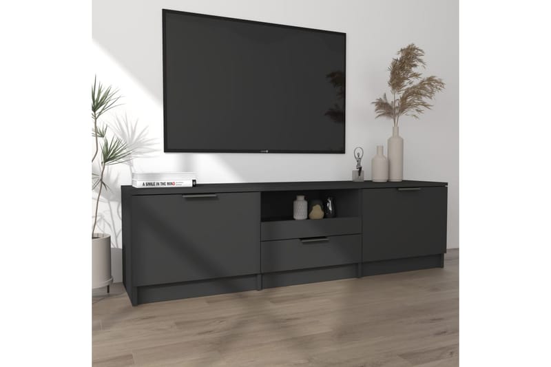 TV-benk svart 140x35x40 cm konstruert tre - Svart - Møbler - Mediamøbel & tv møbel - TV-benk & mediabenk