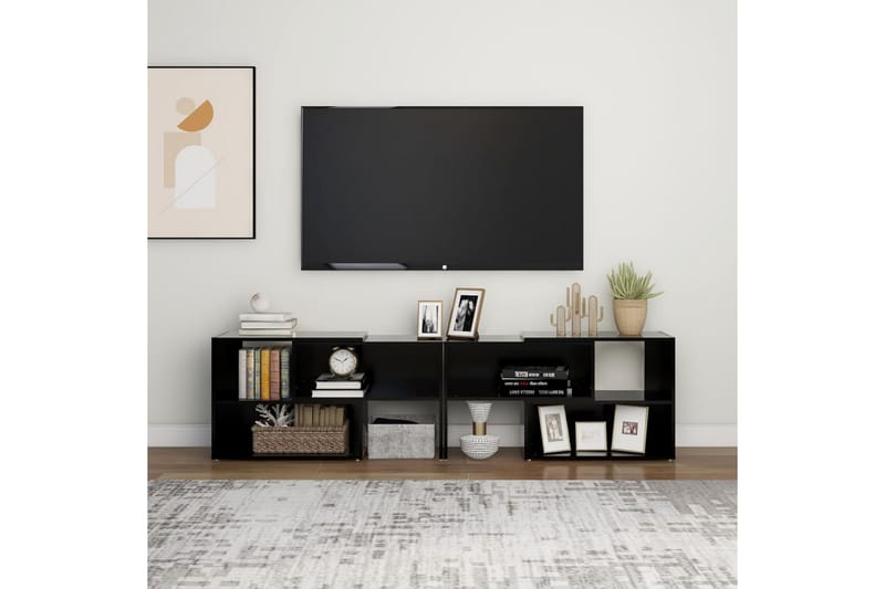 TV-benk svart 149x30x52 cm sponplate - Svart - TV-benk & mediabenk