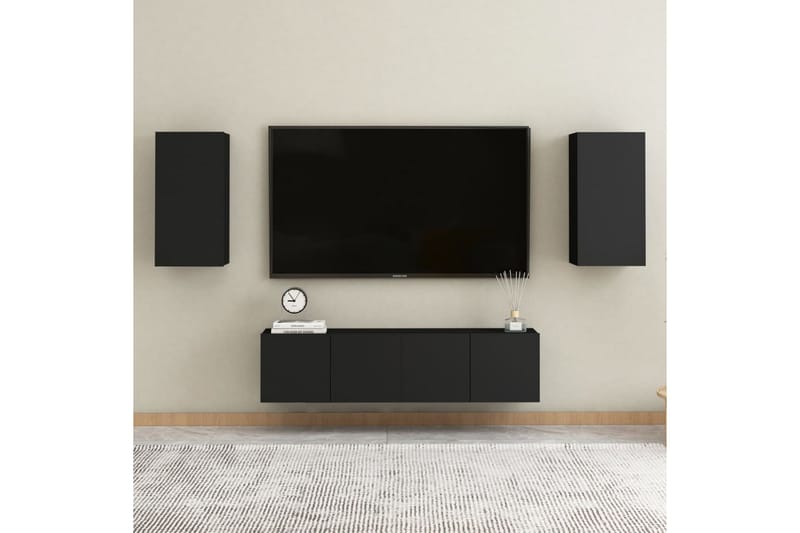 TV-benk svart 30,5x30x60 cm sponplate - Svart - Møbler - Mediamøbel & tv møbel - TV-benk & mediabenk