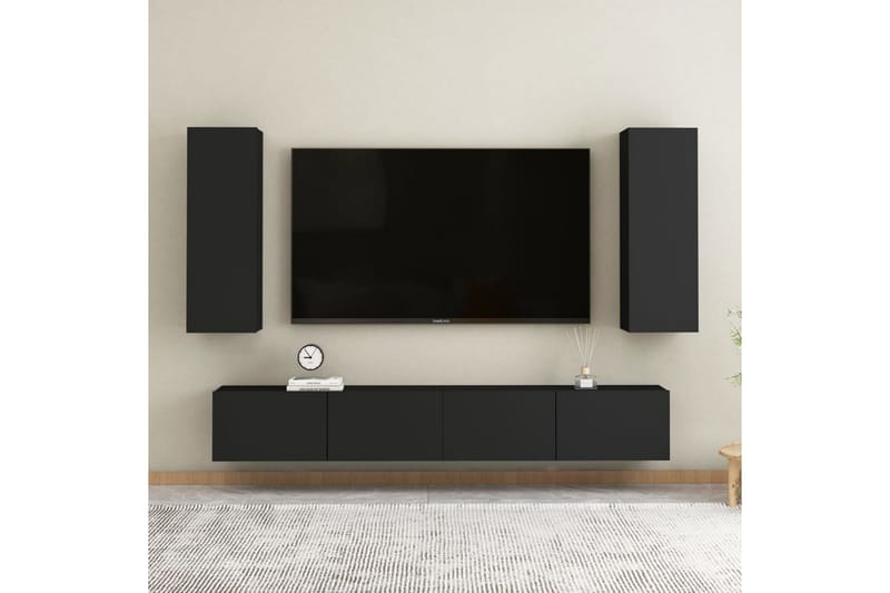 TV-benk svart 30,5x30x90 cm sponplate - Svart - Møbler - Mediamøbel & tv møbel - TV-benk & mediabenk