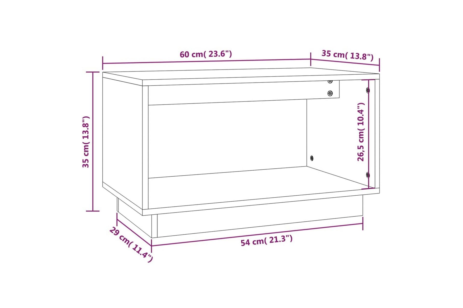 TV-benk svart 60x35x35 cm heltre furu - Svart - Møbler - Mediamøbel & tv møbel - TV-benk & mediabenk