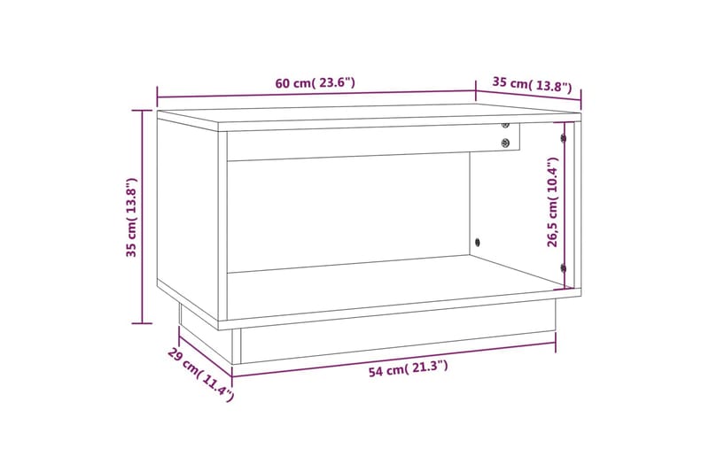 TV-benk svart 60x35x35 cm heltre furu - Svart - Møbler - Mediamøbel & tv møbel - TV-benk & mediabenk