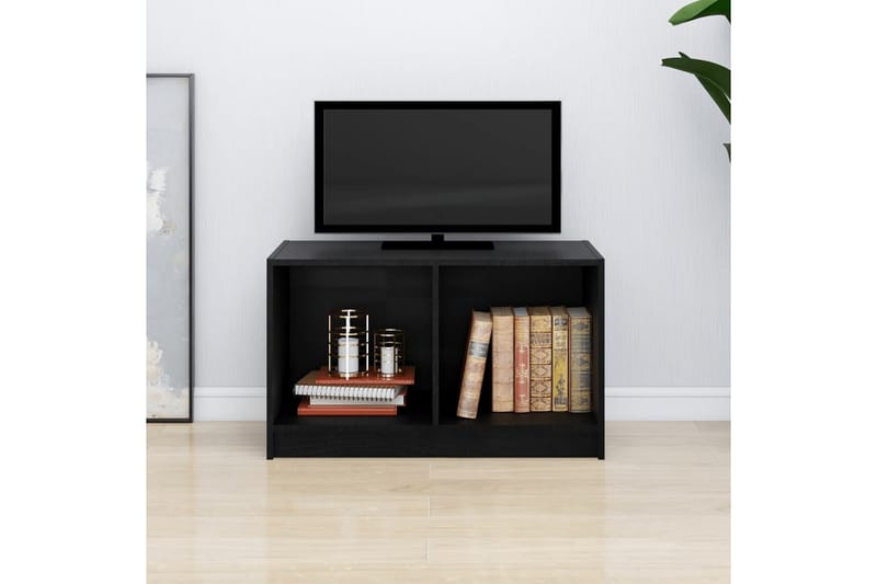 TV-benk svart 70x33x42 cm heltre furu - Svart - TV-benk & mediabenk