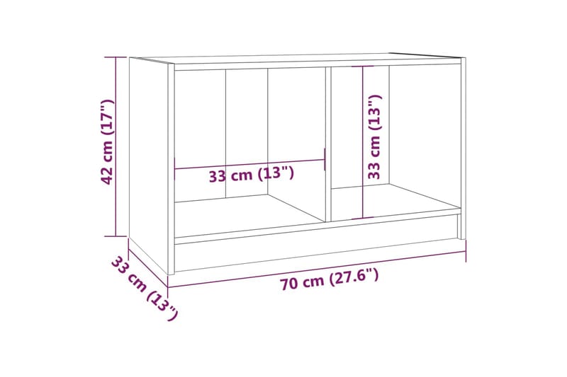 TV-benk svart 70x33x42 cm heltre furu - Svart - Møbler - Mediamøbel & tv møbel - TV-benk & mediabenk