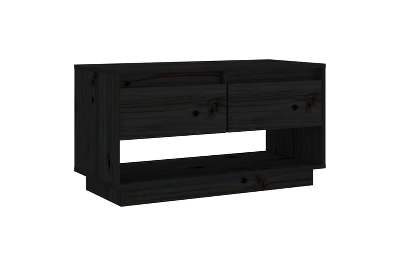 TV-benk svart 74x34x40 cm heltre furu - Svart - TV-benk & mediabenk