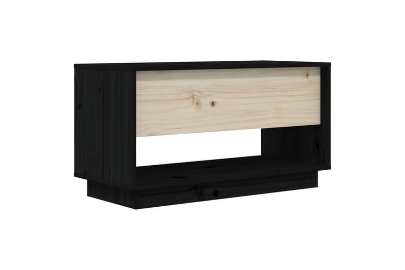 TV-benk svart 74x34x40 cm heltre furu - Svart - TV-benk & mediabenk