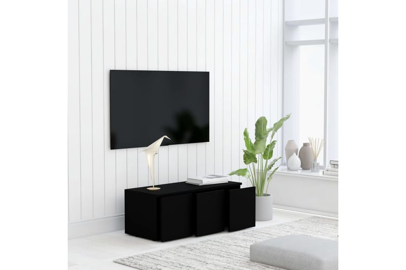TV-benk svart 80x34x30 cm sponplate - Møbler - Mediamøbel & tv møbel - TV-benk & mediabenk