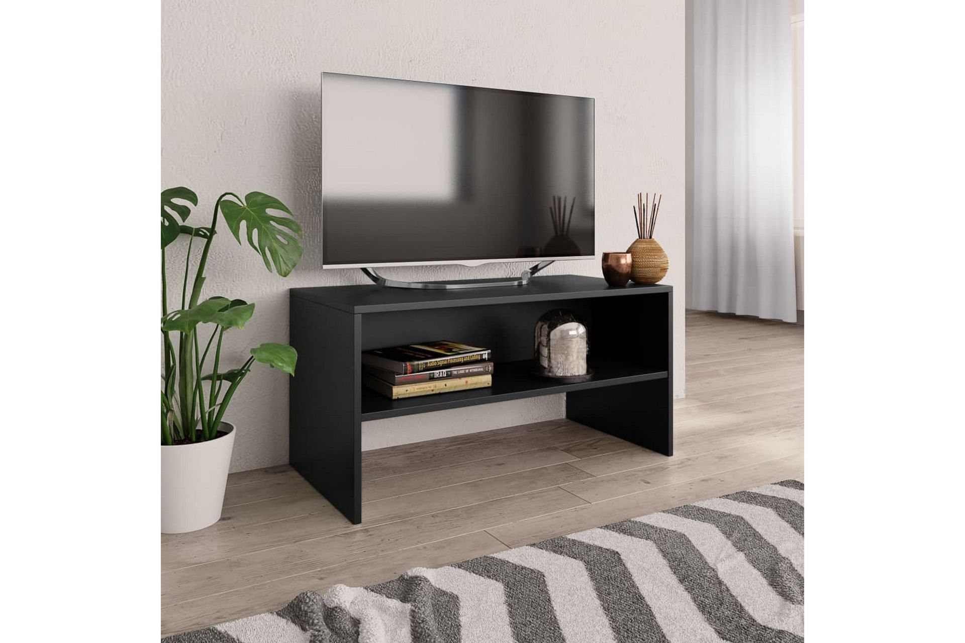 TV-benk svart 80x40x40 cm sponplate - Svart - Møbler - Mediamøbel & tv møbel - TV-benk & mediabenk