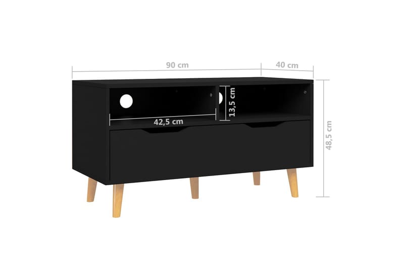 TV-benk svart 90x40x48,5 cm sponplate - Svart - Møbler - Mediamøbel & tv møbel - TV-benk & mediabenk