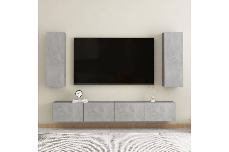TV-benker 2 stk betonggrå 30,5x30x90 cm sponplate - Grå - Møbler - Mediamøbel & tv møbel - TV-benk & mediabenk