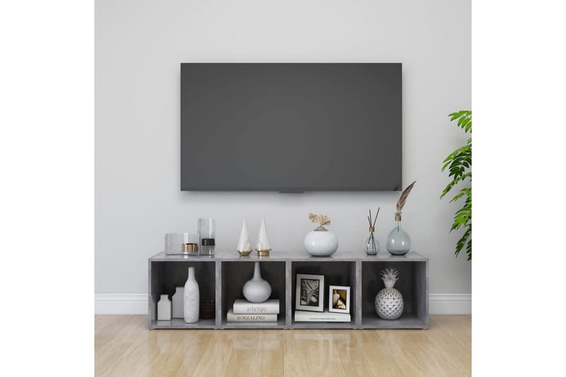 TV-benker 2 stk betonggrå 37x35x37 cm sponplate - Grå - Møbler - Mediamøbel & tv møbel - TV-benk & mediabenk