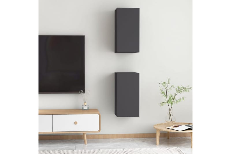 TV-benker 2 stk grå 30,5x30x60 cm sponplate - Grå - Møbler - Mediamøbel & tv møbel - TV-benk & mediabenk