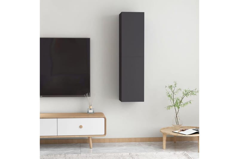 TV-benker 2 stk grå 30,5x30x60 cm sponplate - Grå - TV-benk & mediabenk