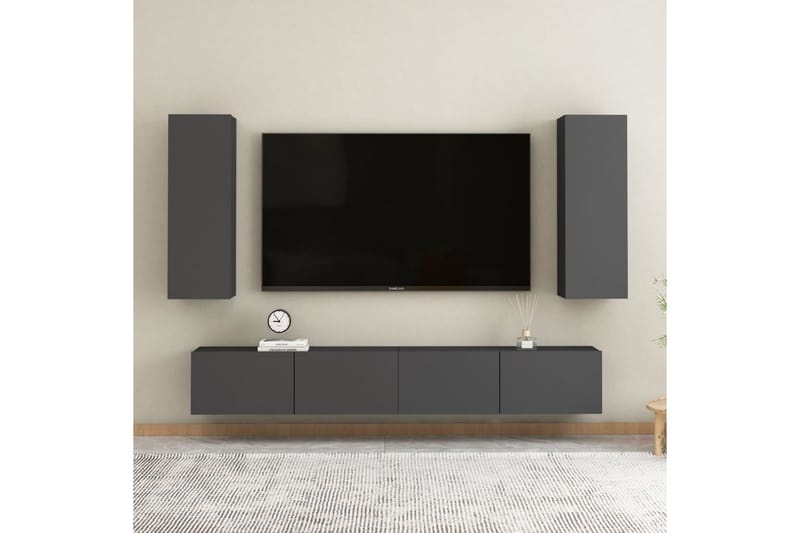 TV-benker 2 stk grå 30,5x30x90 cm sponplate - Grå - TV-benk & mediabenk