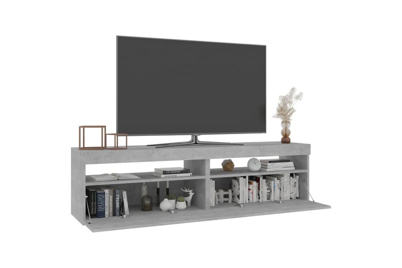 TV-benker 2 stk med LED-lys betonggrå 75x35x40 cm - Grå - Møbler - Mediamøbel & tv møbel - TV-benk & mediabenk