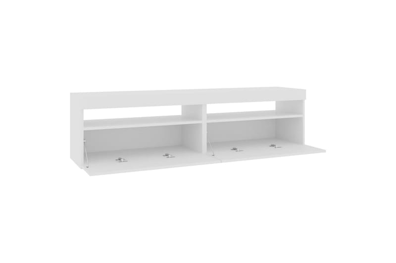 TV-benker 2 stk med LED-lys høyglans hvit 75x35x40 cm - Hvit - TV-benk & mediabenk