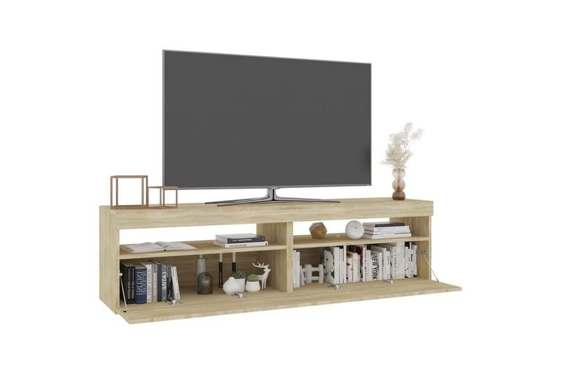 TV-benker 2 stk med LED-lys sonoma eik 75x35x40 cm - Brun - Møbler - Mediamøbel & tv møbel - TV-benk & mediabenk