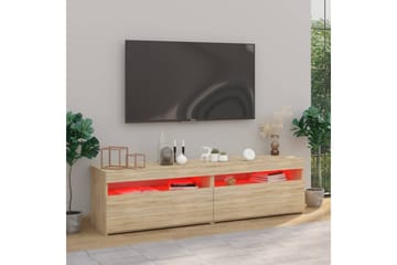 TV-benker 2 stk med LED-lys sonoma eik 75x35x40 cm - Brun - Møbler - Mediamøbel & tv møbel - TV-benk & mediabenk