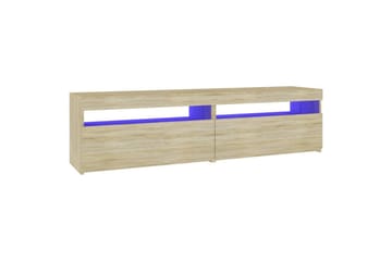 TV-benker 2 stk med LED-lys sonoma eik 75x35x40 cm - Brun - Møbler - Mediamøbel & tv møbel - TV-benk & mediabenk