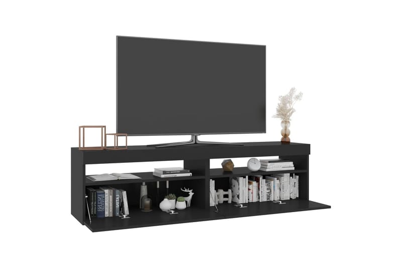 TV-benker 2 stk med LED-lys svart 75x35x40 cm - Svart - TV-benk & mediabenk